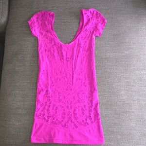 Victoria’s Secret hot pink stretch lace top